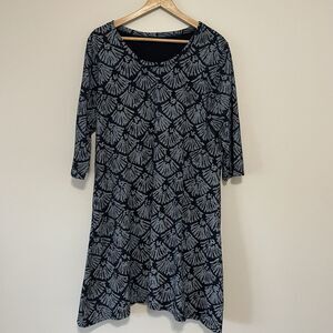 Fresh Produce Kelli Shells Dress 1X Navy Blue